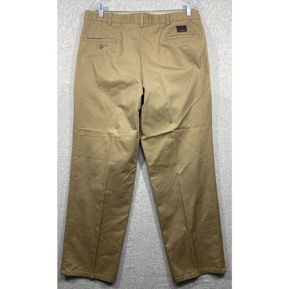 Vintage Duxbak Mens Pants Size 38x30 (36x29) Khaki Straight Pleated Pockets - Picture 2 of 13